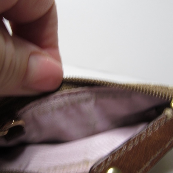 COACH Signature Logo Brown Wristlet Coin Purse - Picture 7 of 9